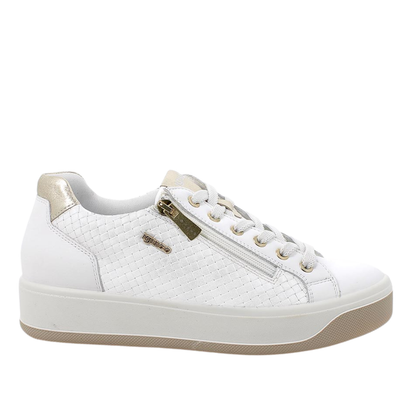 Sneakers in pelle Bianca con zip IGI&CO