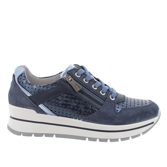 Sneakers in pelle Blu con zeppa IGI&CO