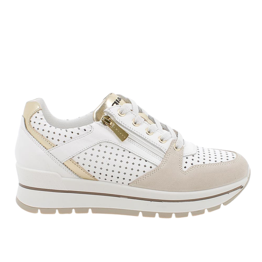 Sneakers in pelle Bianca/Beige con zeppa IGI&CO