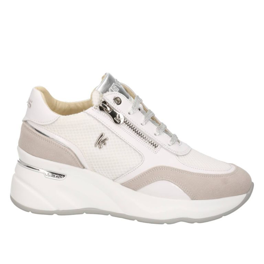 Sneaker bianca in pelle e tessuto KEYS