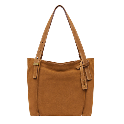 Borsa a spalla in camoscio Marrone NeroGiardini