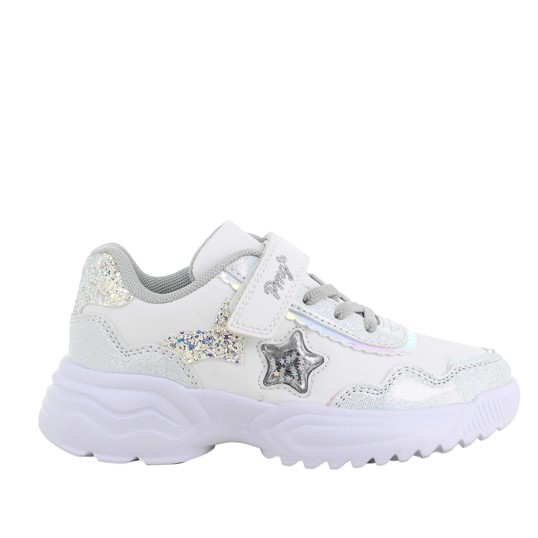 Sneakers da bambina bianco e argento PRIMIGI