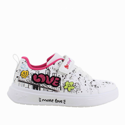 Sneakers bambina bianche con dettagli graffiti PRIMIGI