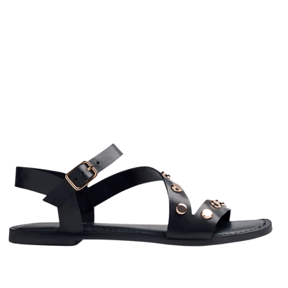 Snadalo flat Nero in pelle con borchie GIOSEPPO
