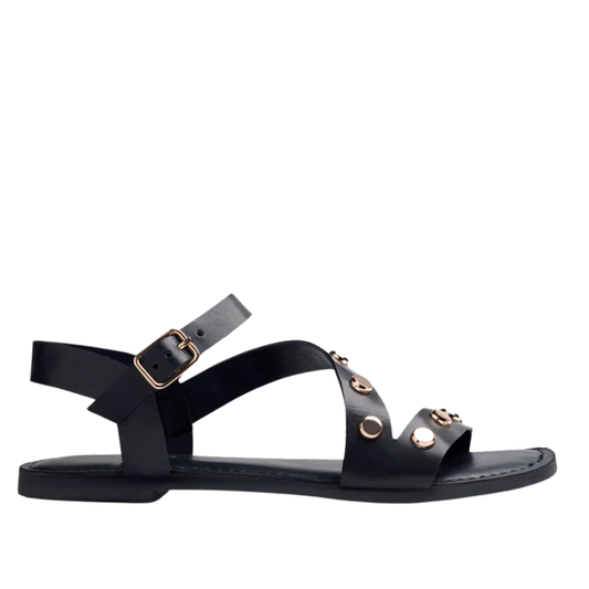 Snadalo flat Nero in pelle con borchie GIOSEPPO
