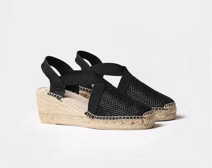 Espadrillas nero lucido con zeppa TONI PONS