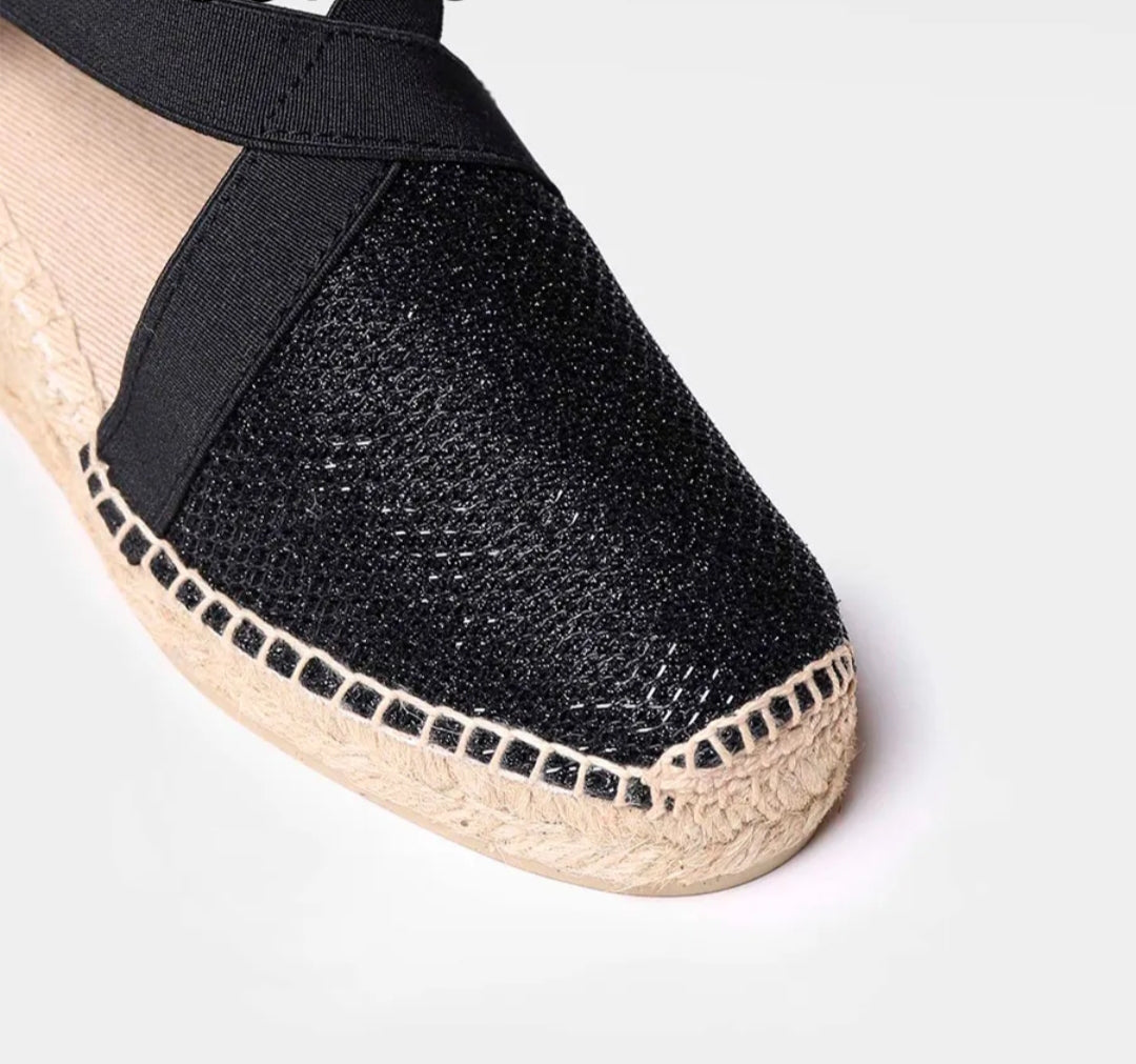 Espadrillas nero lucido con zeppa TONI PONS