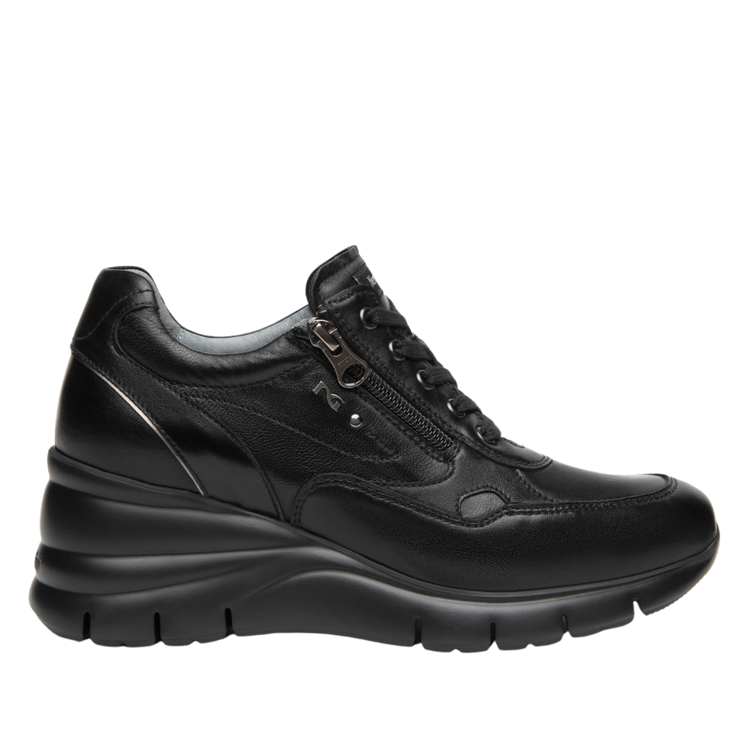 Sneaker nero con zeppa in pelle NeroGiardini