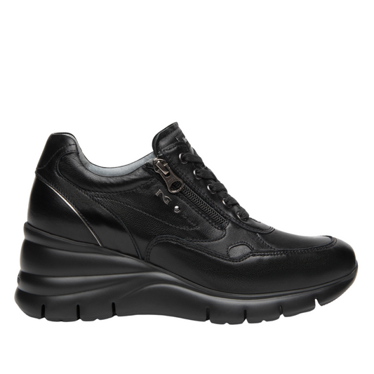 Sneaker nero con zeppa in pelle NeroGiardini