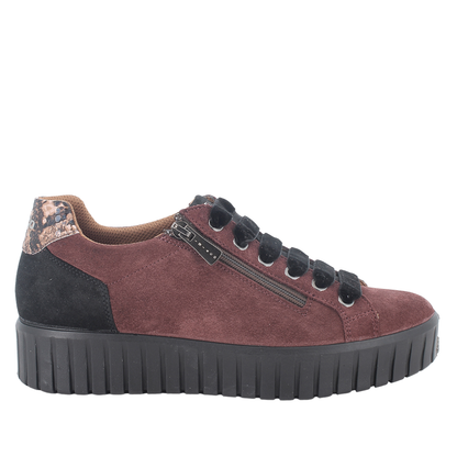Sneaker in camoscio bordeaux con zip IGI&CO