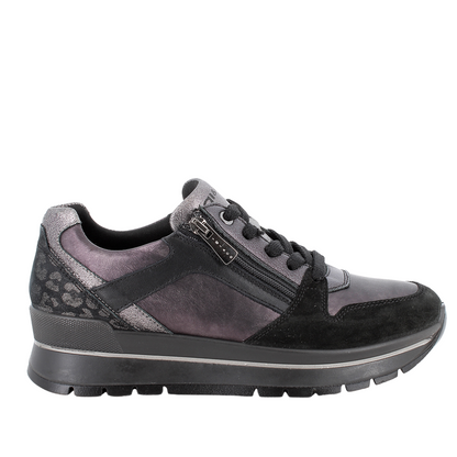 Sneaker Nero in pelle con zip IGI&CO