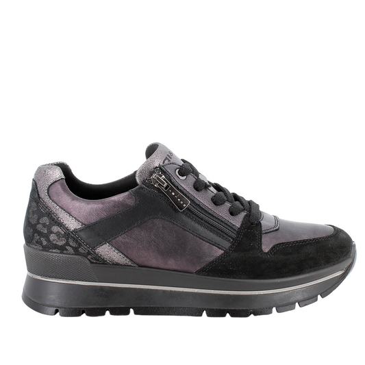 Sneaker Nero in pelle con zip IGI&CO