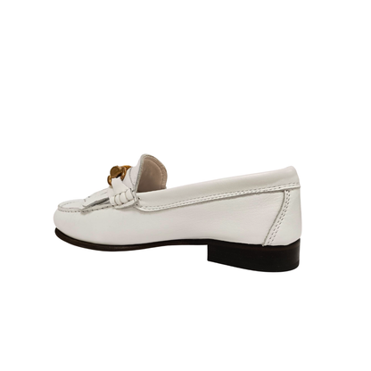Mocassino Bianco in pelle con frangia GATTONI