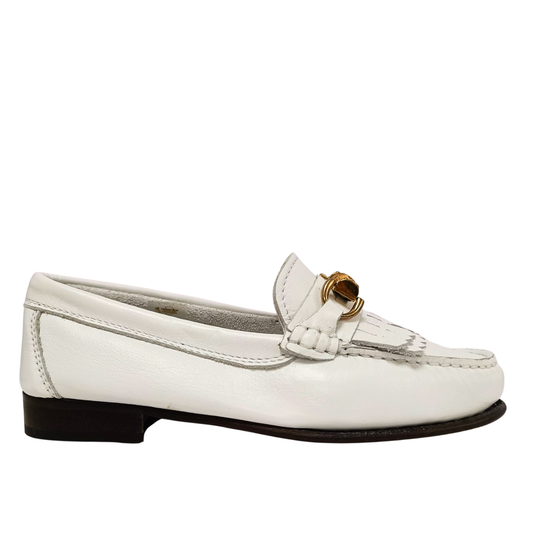 Mocassino Bianco in pelle con frangia GATTONI