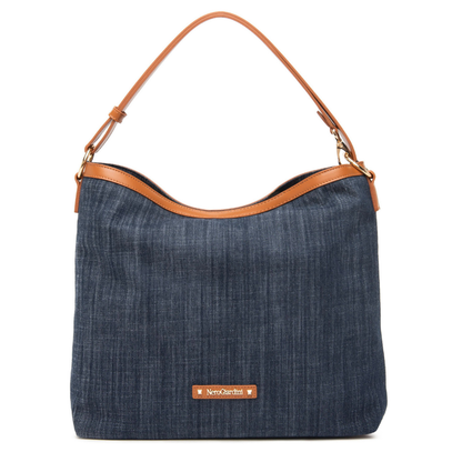 Borsa a spalla in Jeans/Cuoio NeroGiardini