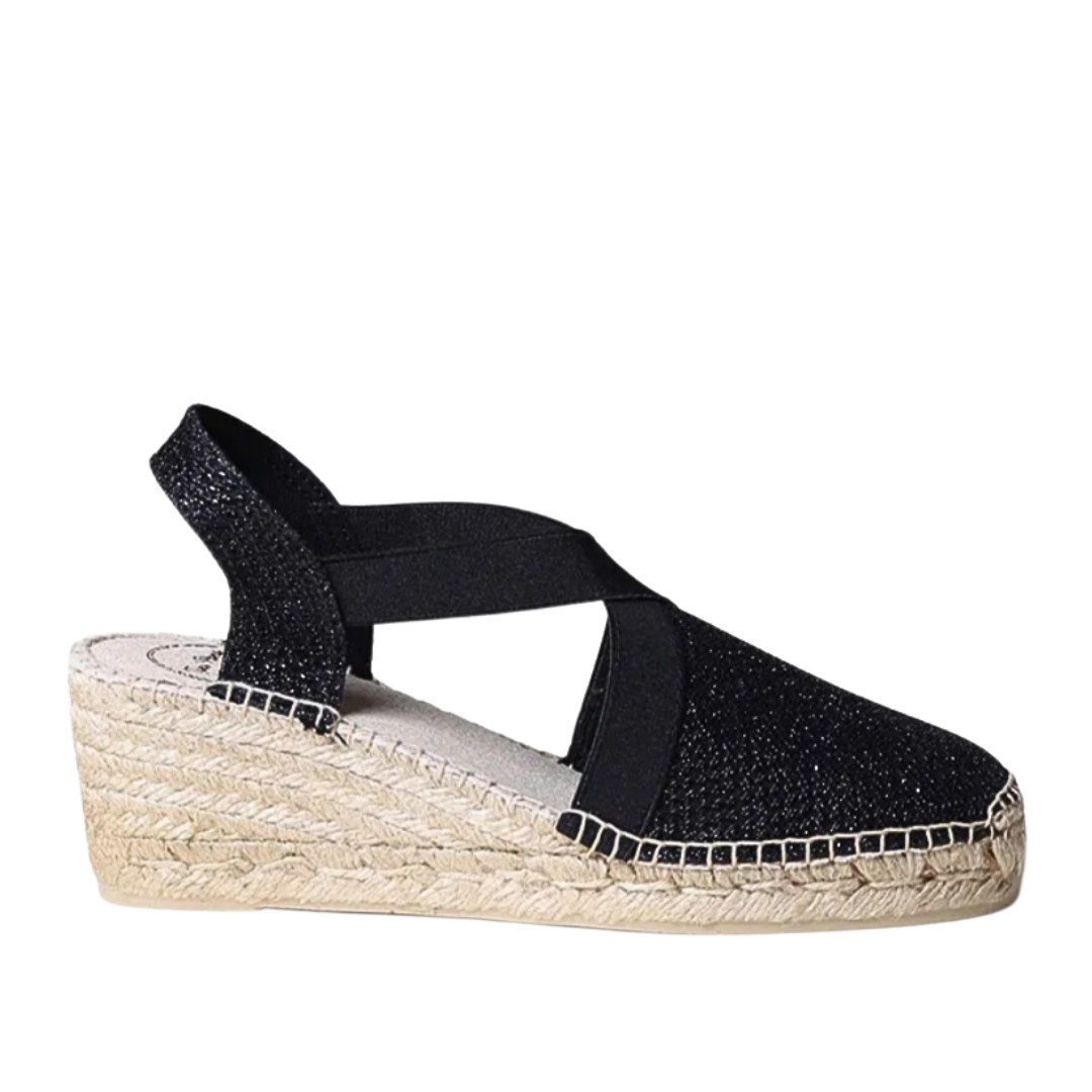Espadrillas nero lucido con zeppa TONI PONS