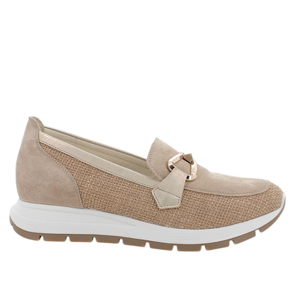 Mocassino in tessuto e camoscio Beige IGI&CO