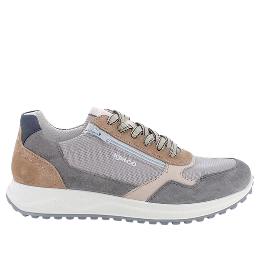 Sneakers uomo grigio/beige con zip IGI&CO