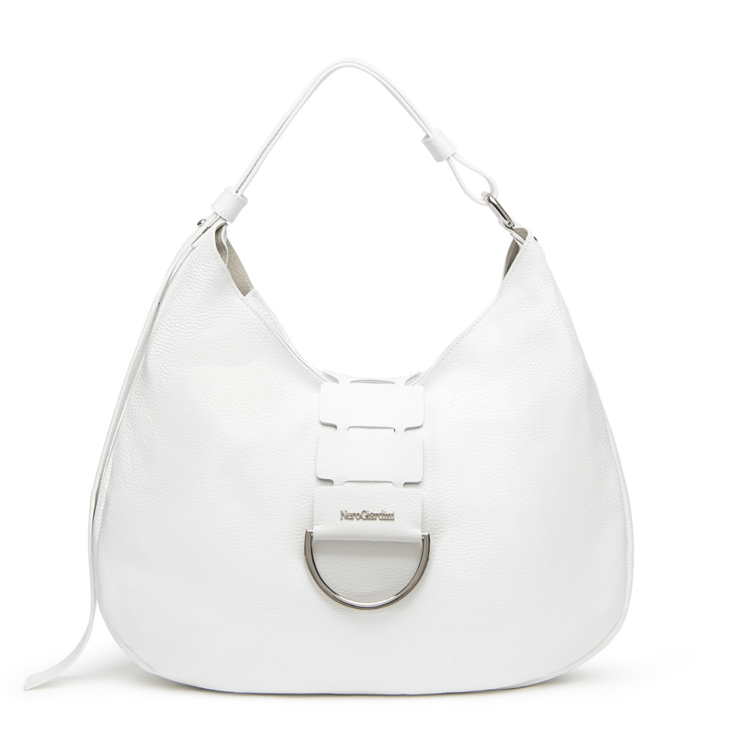 Borsa hobo in pelle Bianca NeroGiardini