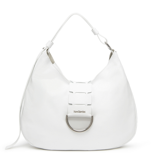 Borsa hobo in pelle Bianca NeroGiardini