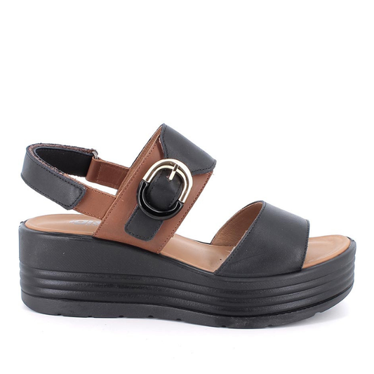 Sandalo a doppia fascia Nero/Marrone IGI&CO