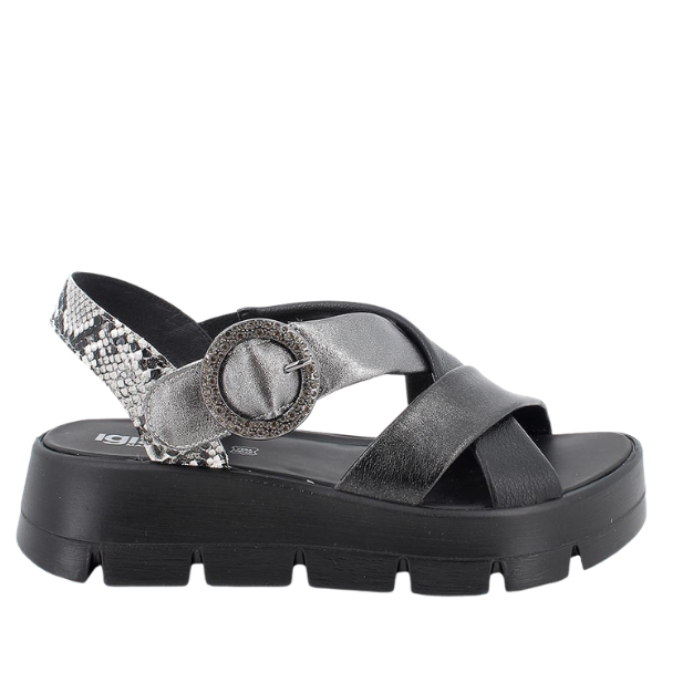 Sandali con zeppa nero/grigio IGI&CO