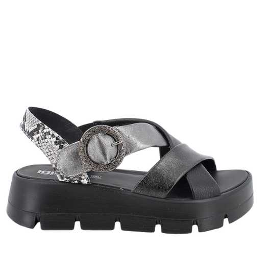 Sandali con zeppa nero/grigio IGI&CO
